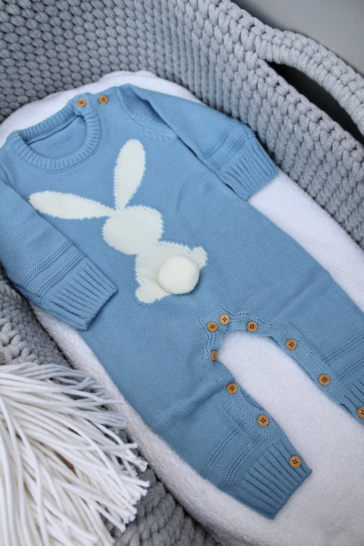 Blue Bunny Knitted Onesie